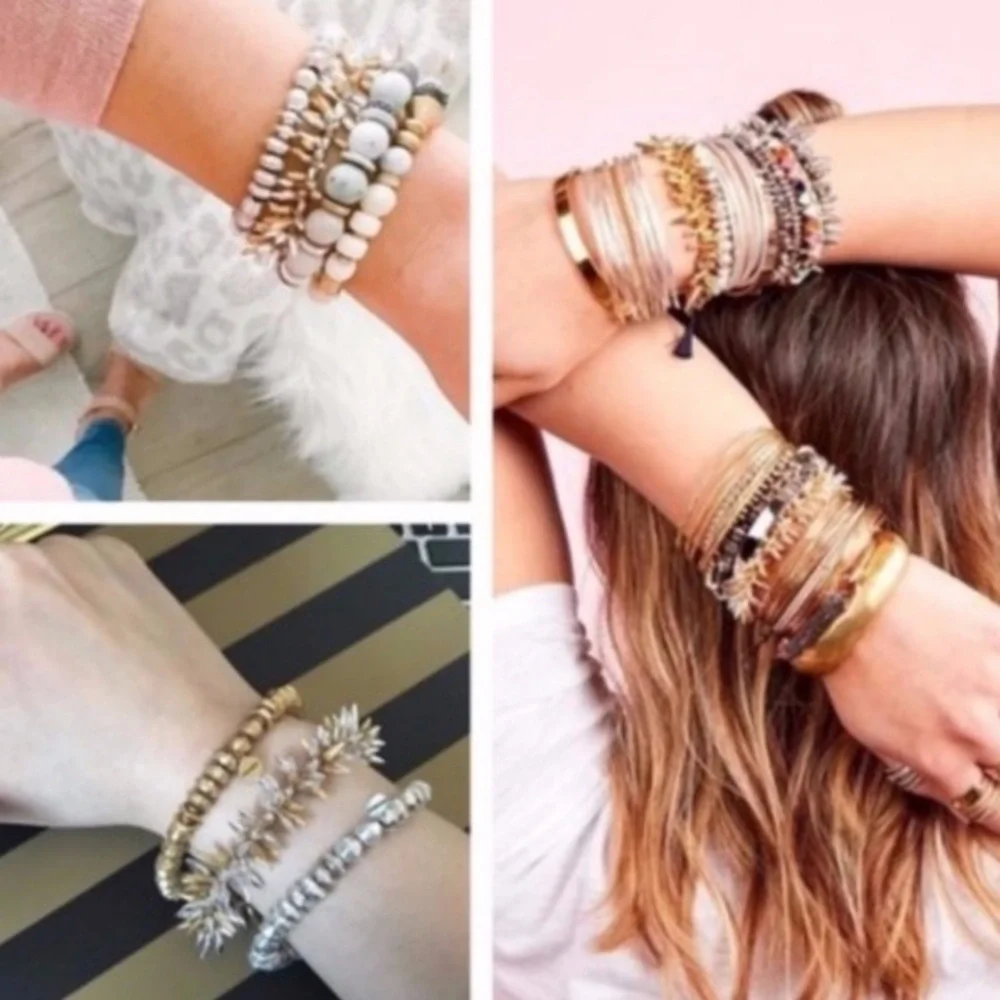 Stella & Dot | Mixed Metal Gold + Silver Spike Renegade Bracelet - Picture 9 of 13